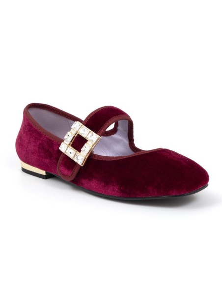 Burgundy velvet Ballet Flat