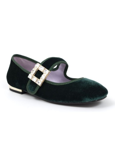 Ballerine velours vert W-DEVUR-GREEN