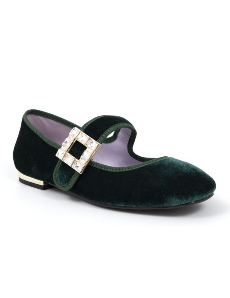 Green velvet Ballet Flat