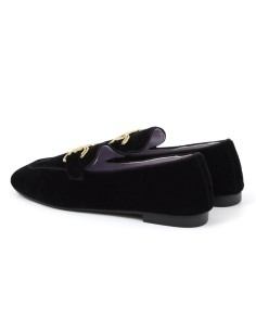 Black velvet women's moccasins 2
