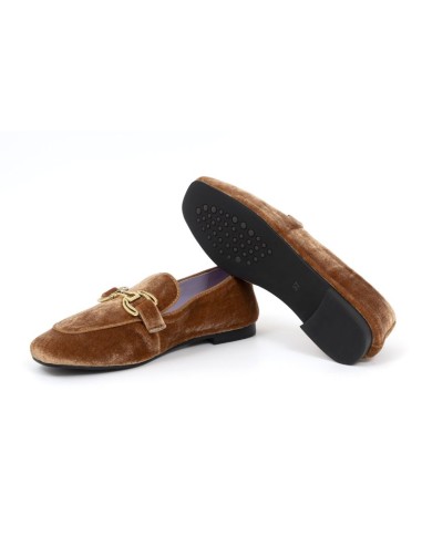 Mocasines de mujer de terciopelo liso color beige