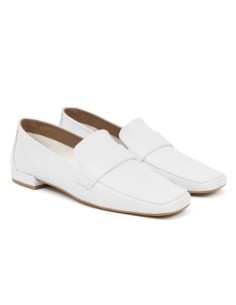 White leather women's moccasins