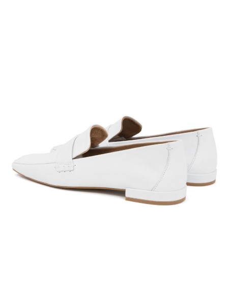 White leather women's moccasins