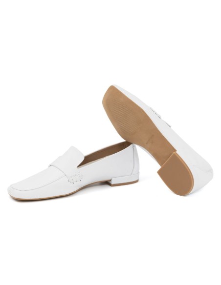 White leather women's mocassins