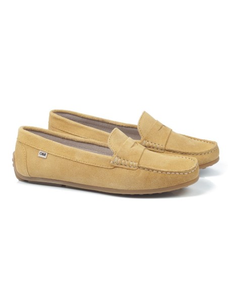 Camel leather women's moccasins