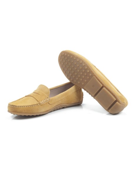 Camel leather women's mocassins