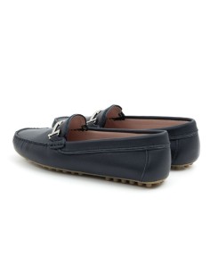 Blue leather women's moccasins 2