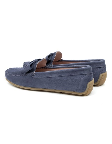 Blue suede women's moccasins