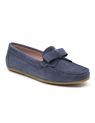 Blue suede women's mocassins
