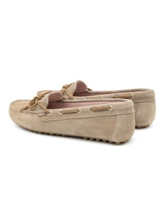Beige suede women's mocassins 2