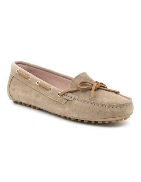 Beige suede women's mocassins