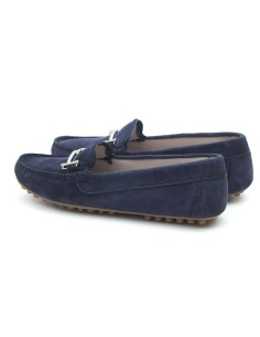 Blue suede women's moccasins 2