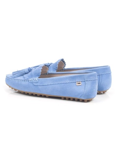 Blue suede women's mocassins