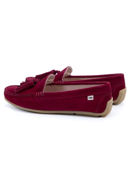 Red suede women's mocassins