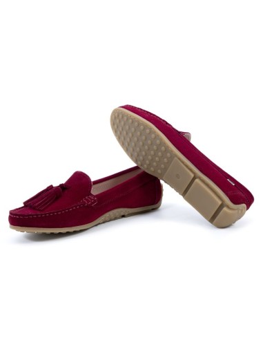 femmes mocassins suède rouge W-SIDELA-CEREZA