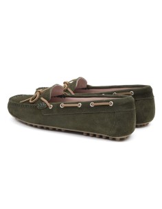 Green suede women's mocassins 2