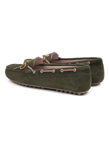 Green suede women's mocassins