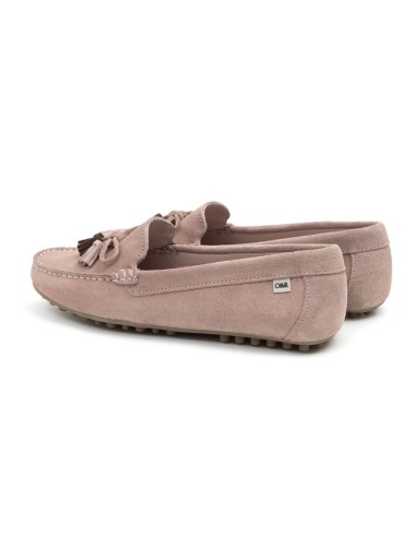 Pink suede women's moccasins
