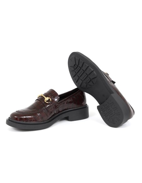 Burgundy leather women's mocassins
