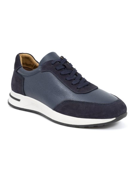 Deportivo de piel combinado con ante color azul