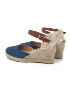 Blue suede leather and plain leather espadrilles for women 2