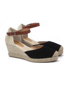 Espadrilles femme suède et cuir le noir W-MITANA-NEGRO
