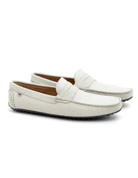 White leather moccasin