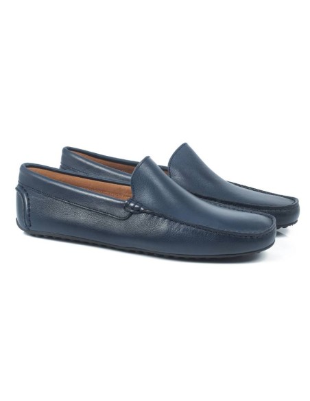 Blue leather moccasin