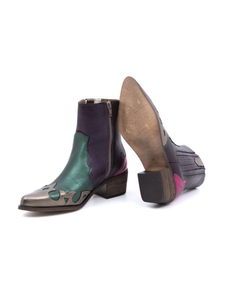 Botas de mujer liso combinado de pieles color multicolor