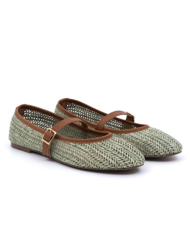 Green natural raffia Ballet Flat