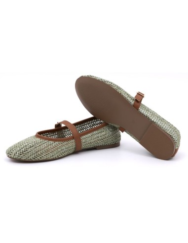 Green natural raffia Ballet Flat