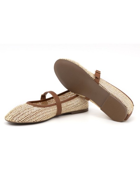 Ballerine en raphia naturel beige W-BOLERO-NATURAL