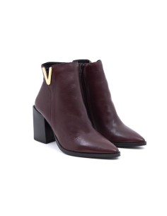 Burgundy solid color women's boots