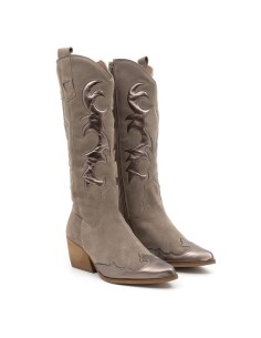 Grey solid color Women's high boots