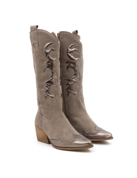 Grey solid color Women's high boots