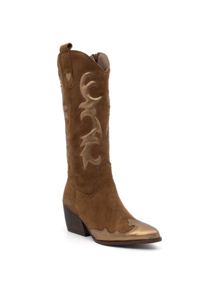 Brown solid color Women's high boots