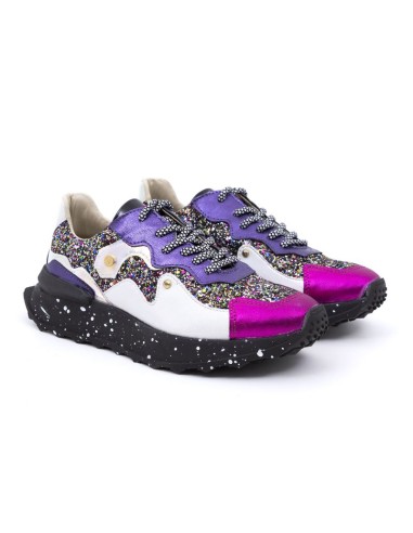 baskets femme de peau rose W-GLITZ-FUCSIA