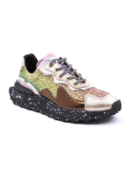 gold leather Women's sneakers