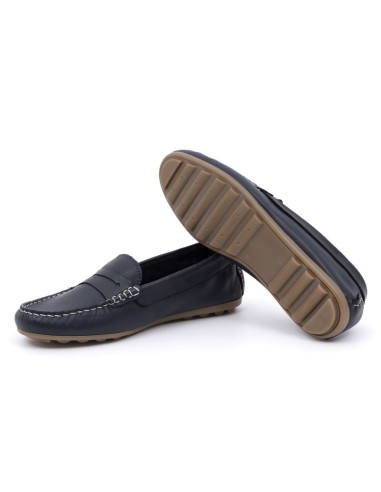 Mocasines de mujer de piel liso color azul