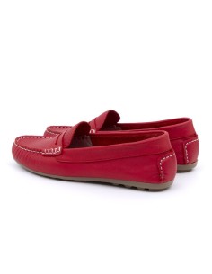 Red leather women's moccasins 2