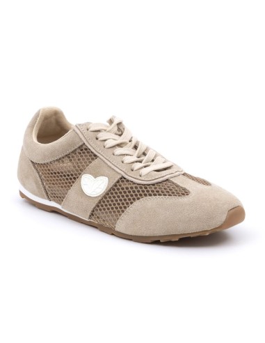 Deportivo de mujer de ante tejido de rejilla color beige