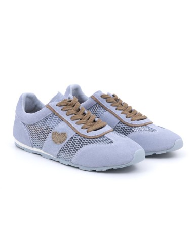 Deportivo de mujer de ante tejido de rejilla color azul