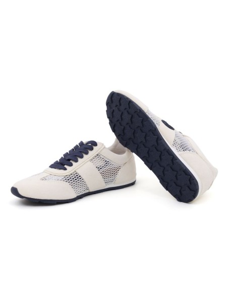 Deportivo de mujer de ante tejido de rejilla color blanco