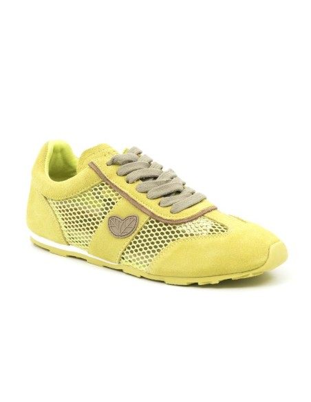 Deportivo de mujer de ante tejido de rejilla color amarillo