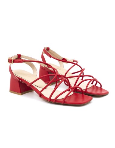 Zapato de Vestir de piel con tiras color rojo