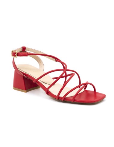 Zapato de Vestir de piel con tiras color rojo