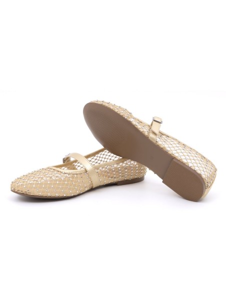 Bailarina a cuadros con piedras color beige