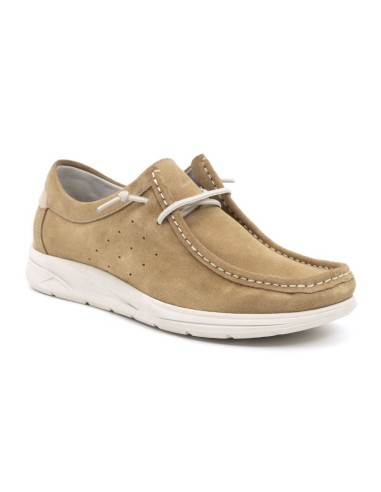 Brown suede boat shoe