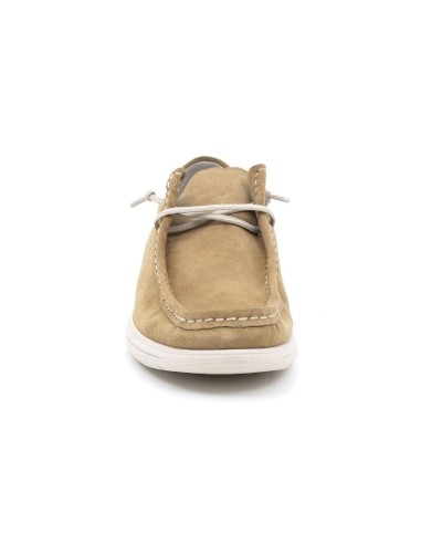 Brown suede boat shoe