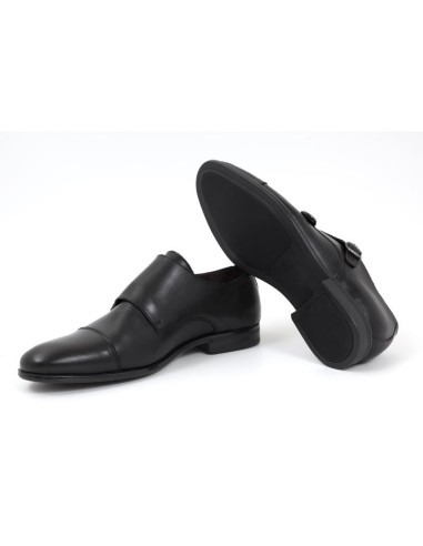Black leather monkstrap